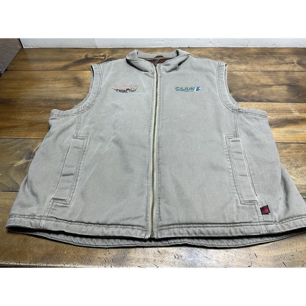 VTG Woolrich 22830 Dark Wheat Canvas Fleece Lined Men's Full Zip Vest Men’s XL